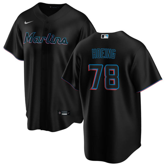 Bryan Hoeing Miami Marlins Nike Alternate Replica Jersey - Black