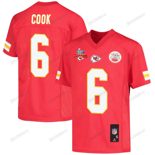 Bryan Cook 6 Kansas City Chiefs Super Bowl LVII Champions 3 Stars Youth Game Jersey - Red