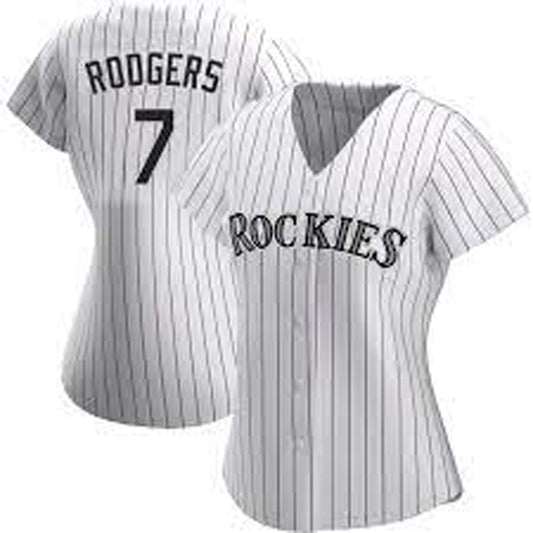 Womens Colorado Rockies Brendan Rodgers Cool Base Replica Jersey White