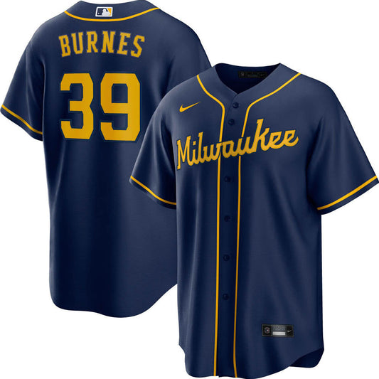 Youth Milwaukee Brewers Corbin Burnes Cool Base Replica Alternate Jersey - Navy